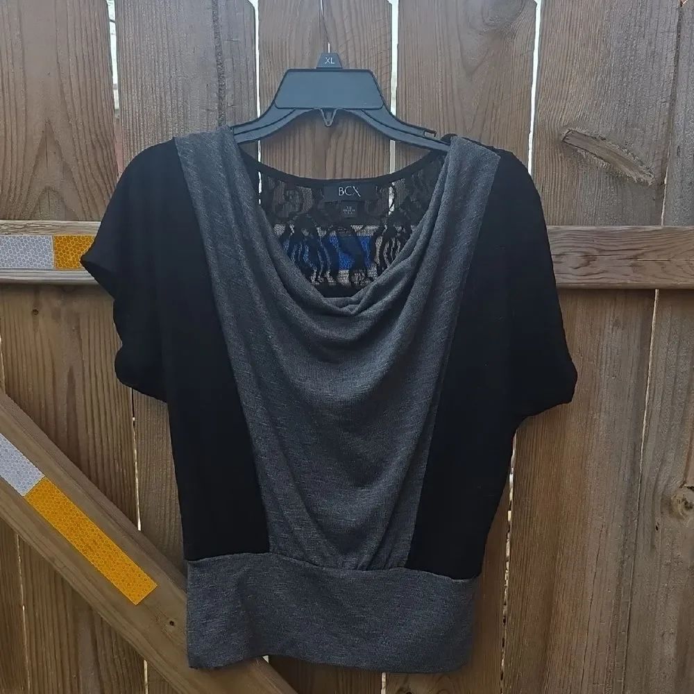 BCX Women's Elegant Black and Gray Blouse